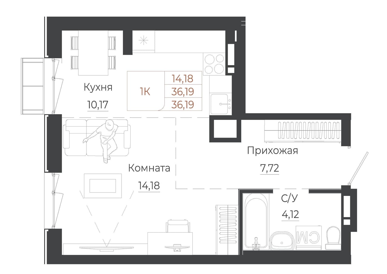1-комнатная квартира