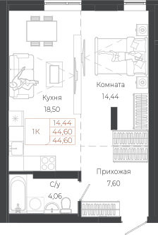 1-комнатная квартира